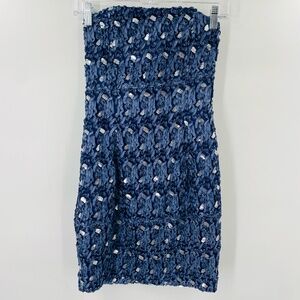 Jessica McClintock Strapless Sequin Mini Dress Navy Size 6